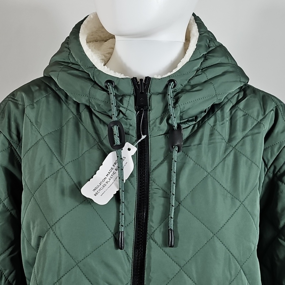 NWT Free Country Swith It Up Cloud Lite Reversible Quilted Coat In Bayleaf Green - Picture 6 of 16